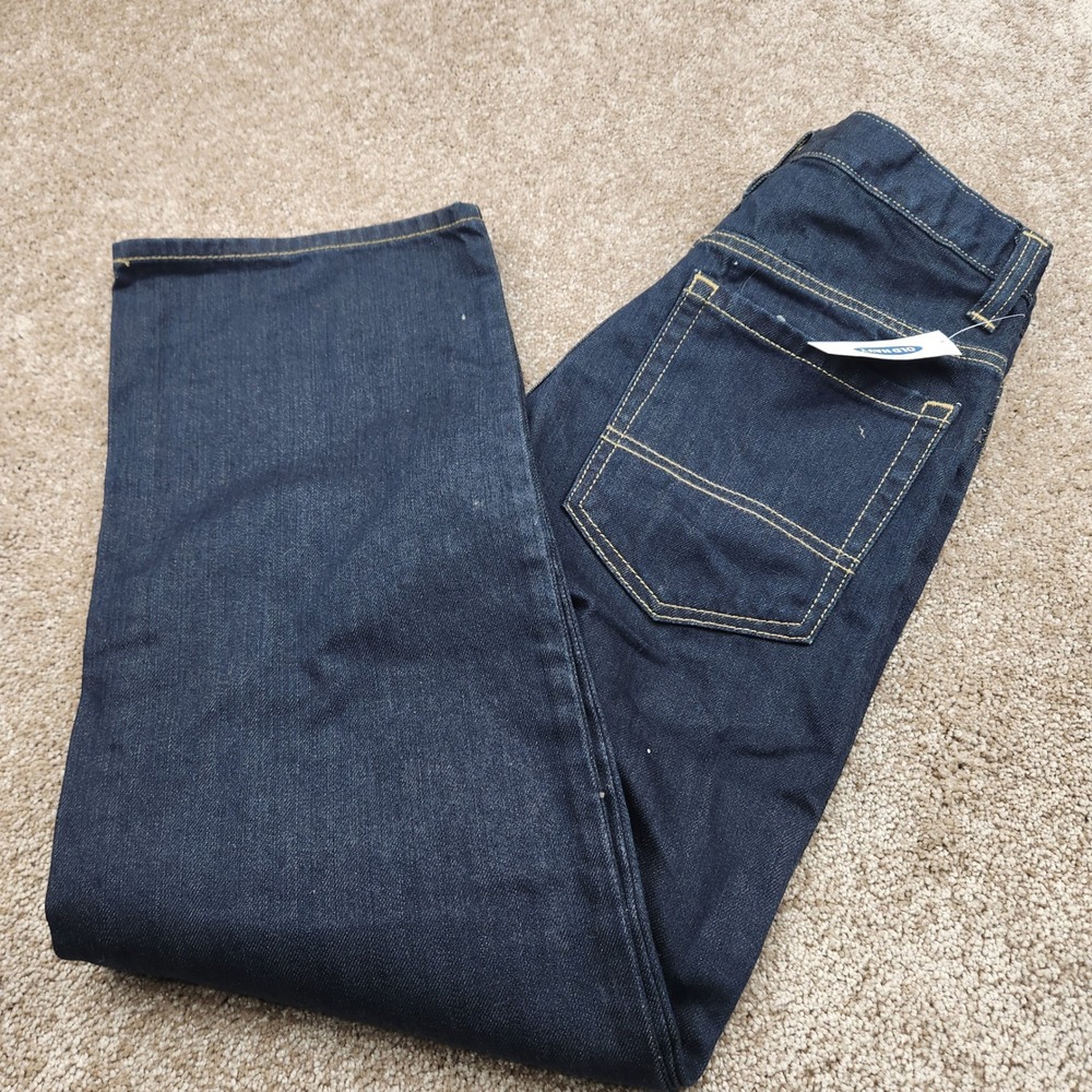Old Navy Boys Dark Wash Denim Jeans - Classic Fit, Adjustable Waist, Size 12